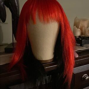 Vibrant Red and Black Women's Wig